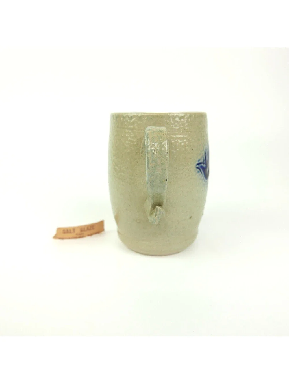Vintage Williamsburg Pottery Salt Glaze Stoneware Pitcher Creamer Cobalt Tulip